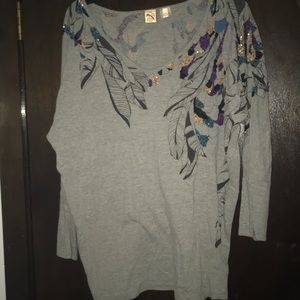 French connection sequined v-neck shirt